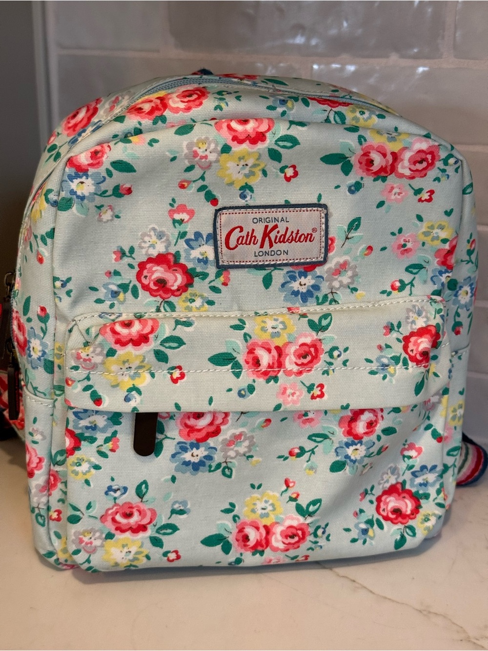 Cath Kidston Mint Floral Kids Backpack with Pink & Yellow Roses